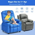 thumbnail image 4 of Costway Kids Youth Recliner Chair PU Leather w/Cup Holders & Side Pockets Blue, 4 of 9