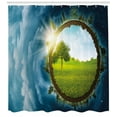 thumbnail image 3 of Ambesonne Earth Shower Curtain, Circle Greenery Clouds, 69"Wx84"L, Green Brown Petrol Blue, 3 of 3