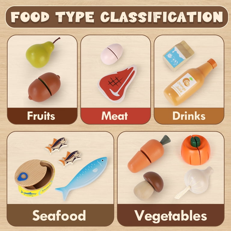 Lehoo Castle Wooden Play Food Sets with Shopping Bag photo 3