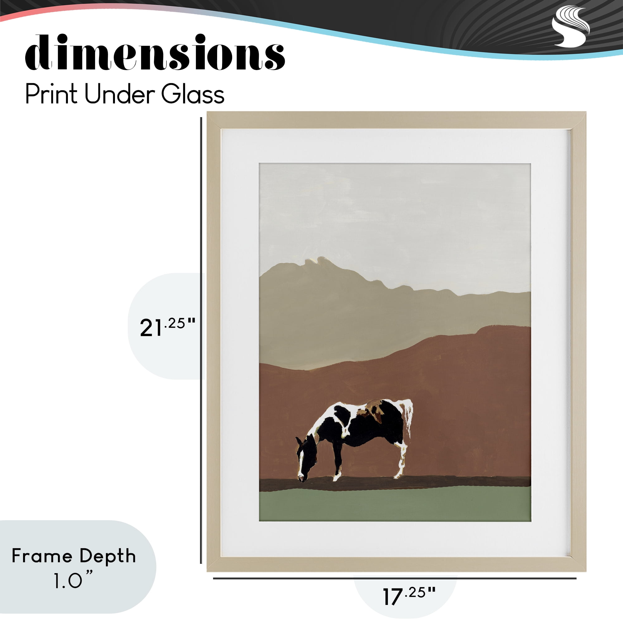 Stupell Industries Modern Mountains Horse Birch Framed Print Under Glass, design by Patricia Pinto