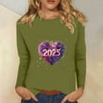 thumbnail image 1 of Styesk Chemises à Manches Longues pour Femmes Nouvel An T-shirt Décontracté Imprimé Col Rond Manches Longues, 1 of 4
