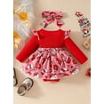 thumbnail image 3 of Suealasg Baby Girls 2Pcs Christmas Outfits Newborn Girls Fall Winter Clothes 3 6 9 12 18 Months Infant Girls Long Sleeve Santa Gingerbread Print Romper Dress + Headband Set, 3 of 7