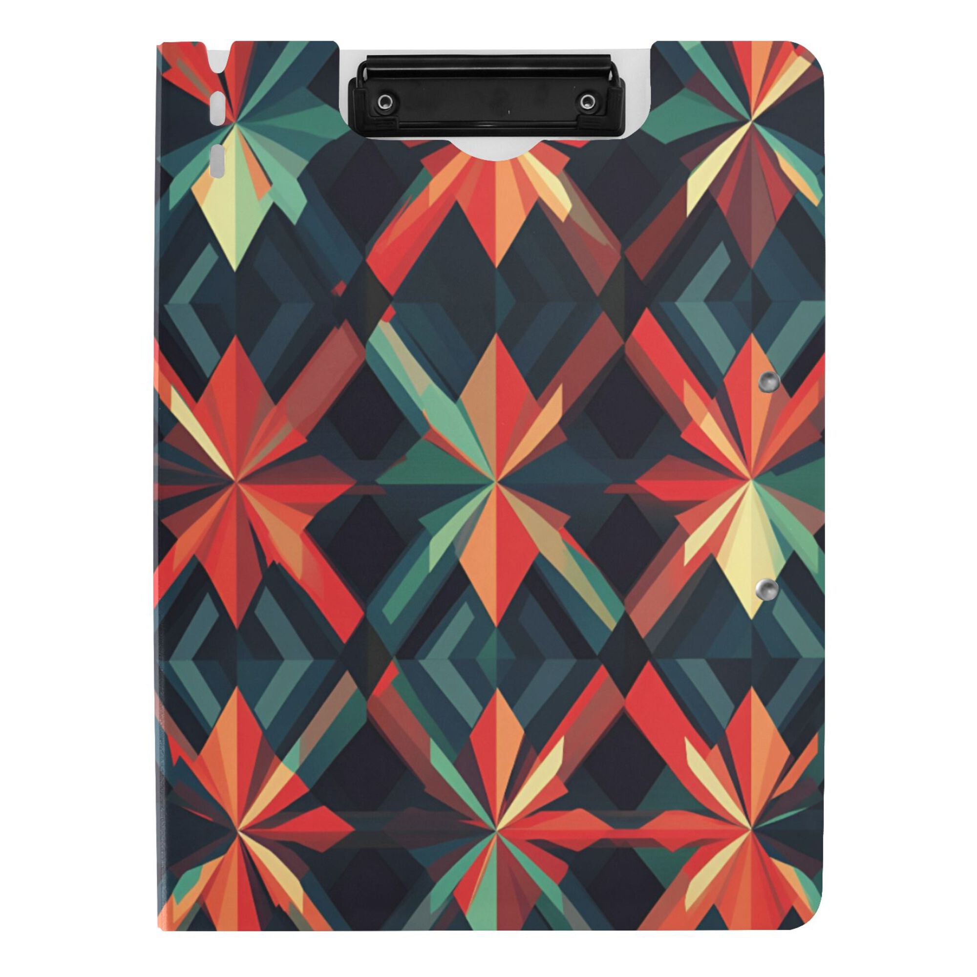 FORMRS A4 Clipboard Folder with Pen Holder Horizontal Foldable School Office Binder, Red Abstract