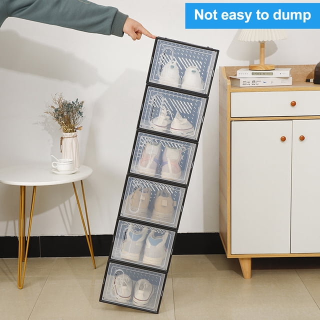 YAOMOBB Dust-proof Shoe Box Clear Plastic Shoe Box Space Saving Stackable Shoe Storage Container with Lid Organizer for Closet