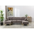 thumbnail image 3 of Large Sectional Sofa Couch & Ottoman Set, U Shape Sectional Sofa with 2 Pillows Living Room Modular Sofa Accent Sofa Chaise Lounge and Golden Legs (Gray), 3 of 7