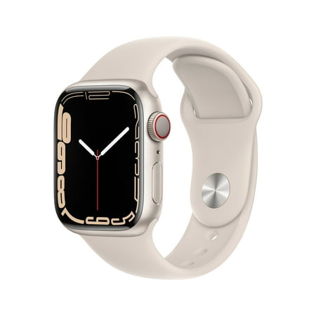 Apple Watch Series 7 GPS + Cellular, 41mm Starlight Aluminum Case with Starlight Sport Band - Regular