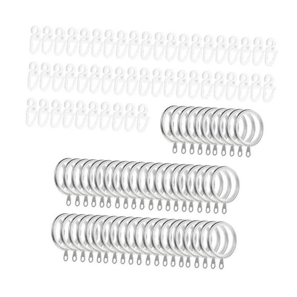 Tnarru 50 Pieces Metal Curtain Rings Curtain Hooks for Apartment Farmhouse Bathroom