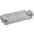 thumbnail image 5 of JERFIT Modern Teddy Fabric Convertible Sofa Bed with Adjustable Backrest and Armrests, Foldable Loveseat Sleeper with Storage Pocket and Golden Legs for Living Room, Apartment, Dorm, Grey, 5 of 10