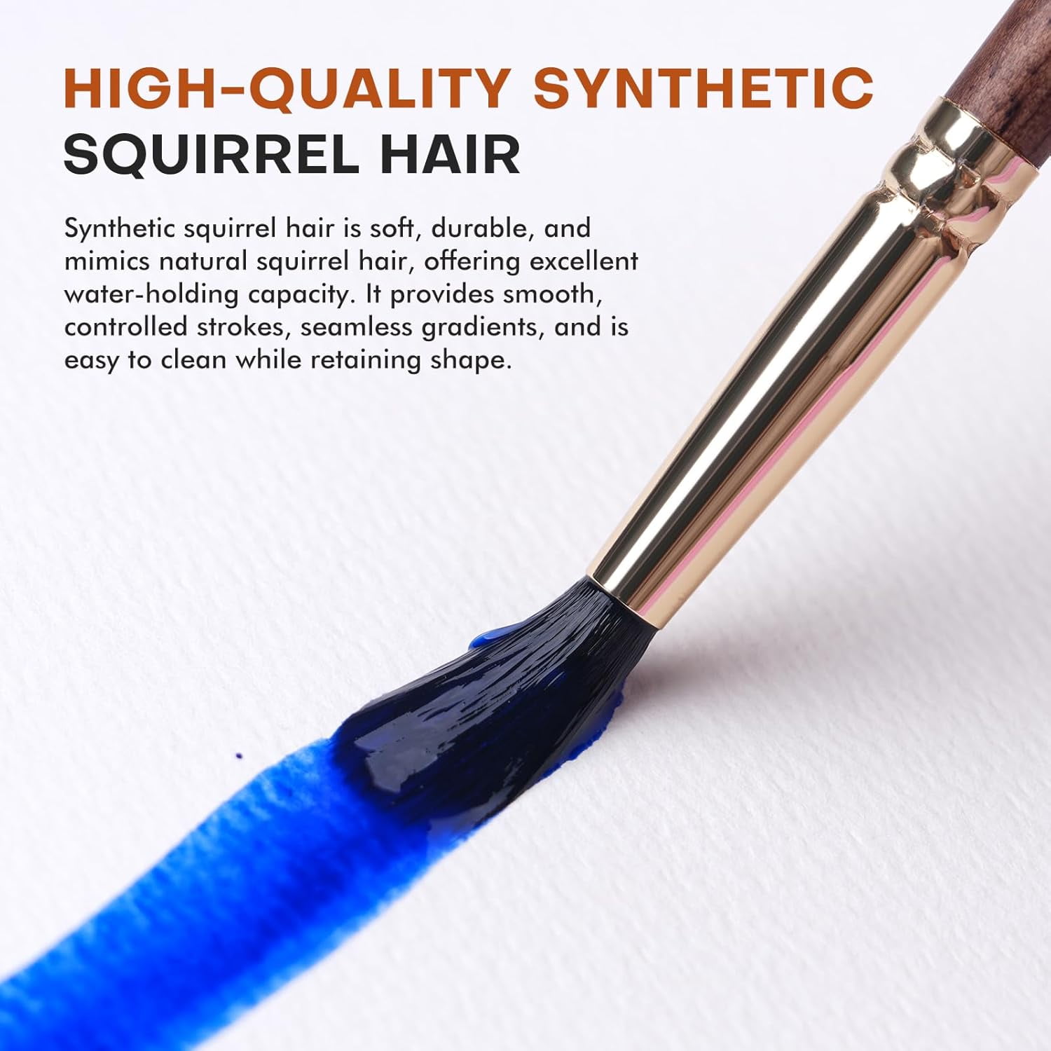 Watercolor Brushes Professional, Fuumuui 10Pcs Synthetic Squirrel Hair Watercolor Paint Brush Set for Artists - Flat, Round Pointed, Dagger, Cat's Tongue Oval Wash