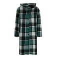 thumbnail image 4 of Baberdicy Women's Plus Size Long Hooded Trench Coat, Warm Plaid Wool Blend Overcoat , Plaid Hooded Trench, Long Wool-Blend Coat, Plus-Size Overcoat Green Xxl, 4 of 5