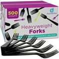 thumbnail image 2 of Black Plastic Forks Heavy Duty - 500 Pack Disposable Forks - Plastic Cutlery Utensils For Parties And Events, 2 of 6