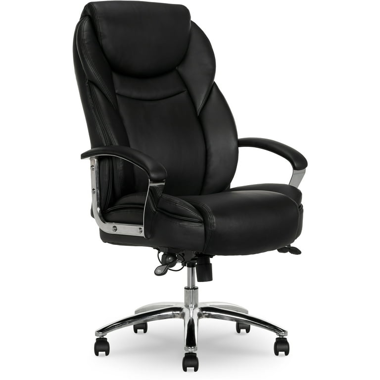 Serta® Big & Tall Puresoft® Bonded Leather High-Back Chair, Black/Silver