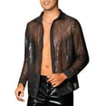 thumbnail image 4 of INSPIRE CHIC Sequin Shirts for Men's Button Down See Through Party Disco Metallic Shirts, 4 of 4