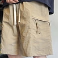 thumbnail image 6 of Men's Cargo Shorts Elastic Waist Solid Color Quick Dry Lightweight Casual Fashion Zipper Pocket Bandage Knee Length Summer Daily Beach Vacation Golf Streetwear Travel Essentials, 6 of 9
