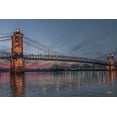 thumbnail image 2 of Quillen, Donnie 18x13 Black Ornate Wood Framed with Double Matting Museum Art Print Titled - Suspension Bridge at Dusk, 2 of 4