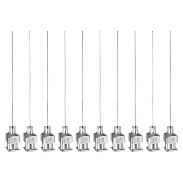 Uxcell 10 Pcs Aiguilles de Distribution en Acier Inoxydable 25G, Tube d'Aiguille de Colle 2 Pouces Embout Émoussé