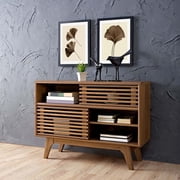 Modway Render Modern Style Particleboard Wood Display Stand in Walnut