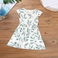 thumbnail image 5 of Girls Holiday Dress Toddler Kids Little Flying Sleeve Leaf Print Dress Round Neck Skirt Size for 1 to 6 Years, 5 of 5