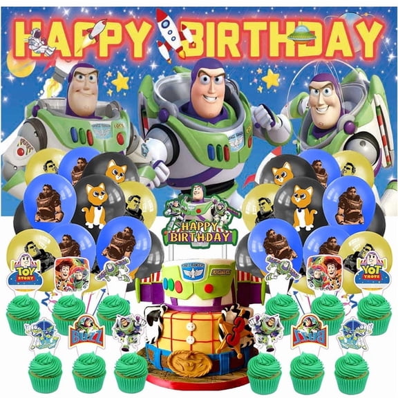 Buzz Lightyear Party Supplies Latex Balloons Decor Banner Backdrop Kit Birthday Decorations