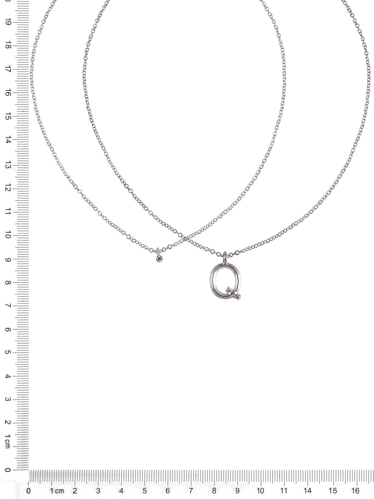 Time and Tru Silvertone Rolo Chain 2 Row Initial "Q" Pendant Necklace