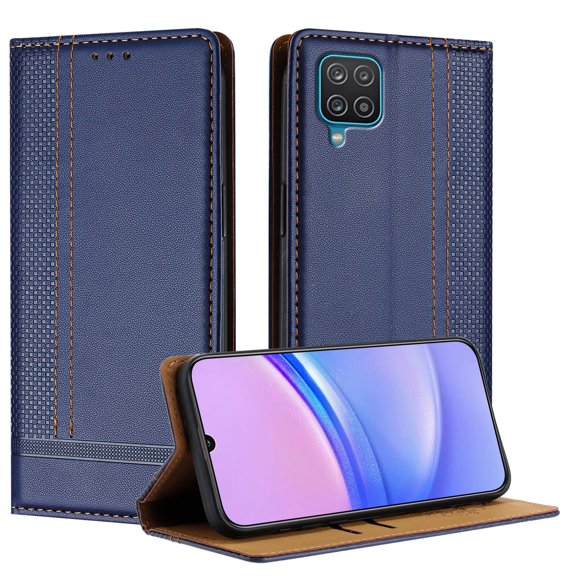 SaniMore Case for Samsung Galaxy A22, Wear-resistant PU Leather Retro Durable TPU Shell Flip Folio Stand, Full Body Protection Magnetic Clasp Business Shell, Blue
