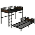 thumbnail image 6 of Twin XL over Twin XL Separable Metal Bunk Bed with Raised Security Fence, Convertible to 2 Independent Twin XL Platform Beds, Vintage Wood Finish for Bedroom,Ships 2 Pkgs, 6 of 10