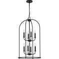 thumbnail image 2 of Progress Lighting Leyden 8-Light Foyer Pendant, Matte Black, Open-Frame, Brushed Nickel Finish, 2 of 4