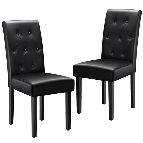 Vyrox Dining Chairs Set of 2, PU Leather Tufted High Back Parsons Chairs for Kitchen Dining Room,Black