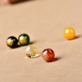 thumbnail image 5 of Ágata natural roja, amarilla, negra, verde, cristal blanco, chapada en oro, cinco elementos, cinco colores, cuentas sueltas redondas de 8-14 mm, 5 of 5