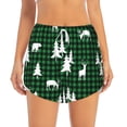 thumbnail image 2 of Susaid Christmas tree green plaid Print Women's High Waisted Running Shorts Quick Dry Athletic Gym Track Workout Shorts Zip Pocket-Large, 2 of 7