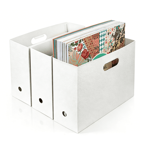 3 Pack White Foldable Plastic Scrapbook Paper Storage Organizer, Multi-Slot Desktop Craft Holder for Home and Office