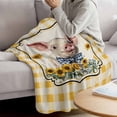 thumbnail image 3 of Pig Sunflowers Blanket Soft Cozy Warm Throw Blanket for Couch, Plush Fuzzy Flannel Fleece Blankets for Sofa, Yellow Floral Farmhouse Checkered Rustic Bed Blankets Lightweight Gifts for Women, 40"x50", 3 of 9