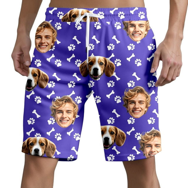 Men's Swim Trunks Beach Shorts Casual Outdoor Board Shorts With Pet Print Straight Fit Elastic Waist For Summer Spring Pool Shorts for Men Board Shorts Swim Men Means Board Shorts Swim Shorts Long Men