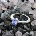 thumbnail image 3 of Gem Stone King 1.05 Ct 7x5mm Oval Tanzanite White Created Sapphire 925 Silver Ring (Size 9), 3 of 5