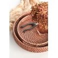 thumbnail image 4 of 11.8'' Hand-Woven Round Rattan Serving Tray Decorative Wicker Trays with Handles for Coffee Table, 4 of 5