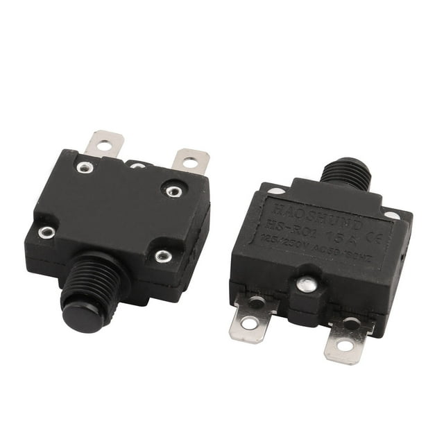 Unique Bargains 2Pcs HS-R01 AC 125V/250V 15A 50/60Hz Momentary Press Button Switch Black 2 Terminals