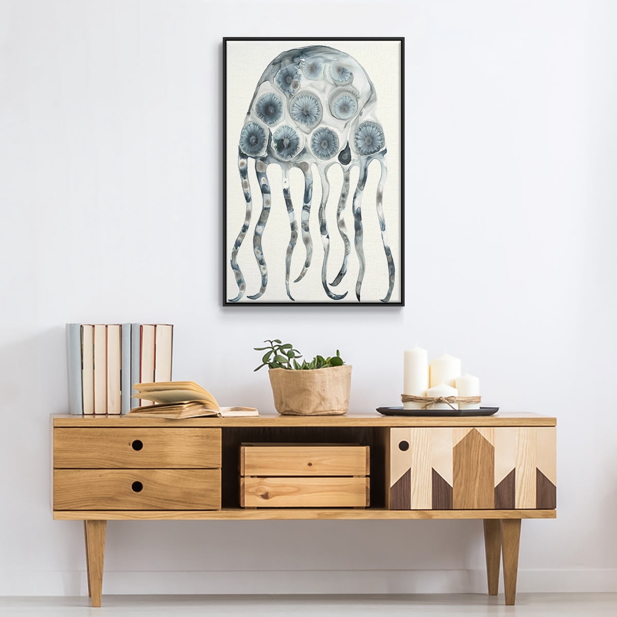 Silver Jelly Framed Premium Gallery Wrapped Canvas - Ready to Hang - 25 x 37 - Black Floating Frame