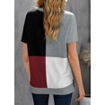 thumbnail image 3 of Blouses T-Shirts Décontractées à Manches Courtes à Blocs de Couleur Rayés pour Femmes, 3 of 4
