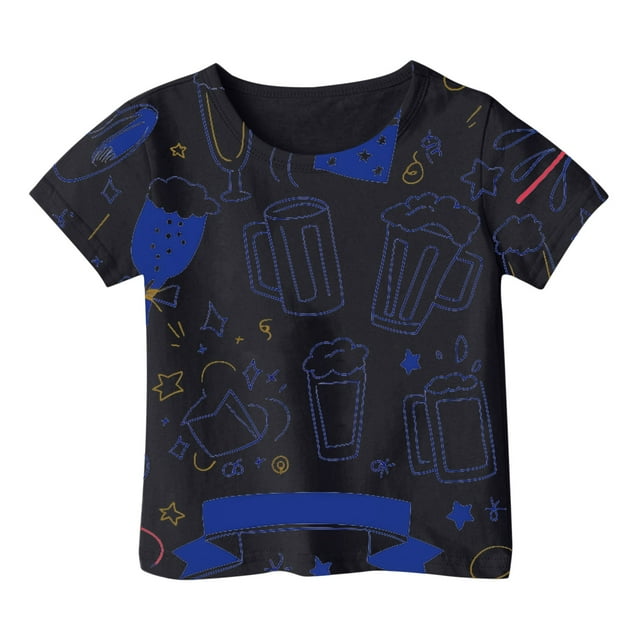 Toddler Child Girls Summer T Shirts Cute Graphic Printed Short Sleeve Basic Tees Ruffle Crewneck Daily Wear Tops size 12-13T
