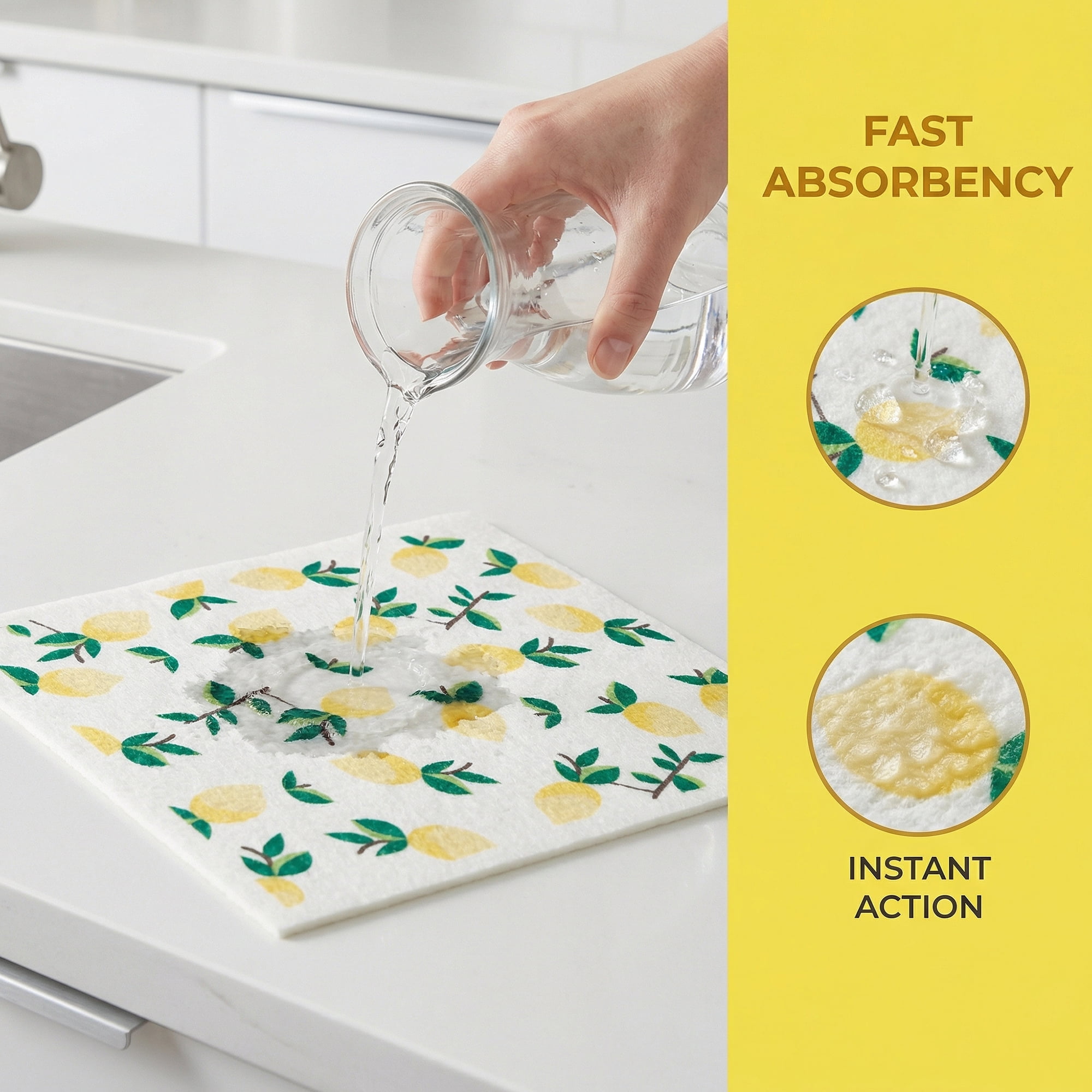 Unique Bargains Reusable Swedish Dish Cloths Banana 6 Pack Lemon 8" x 7"