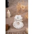 thumbnail image 3 of SOFE White Candle Stick Holder Vintage, Flower Candlestick Holder, 3 Inch Resin Taper Candle Holder Small, Short Rustic Candle Centerpieces for Tables, Wedding, Dining, Party, 3 of 7