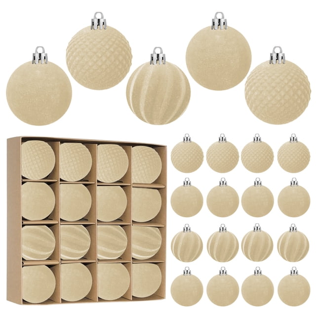 Fiudx 16 Nueces, Terciopelo Flocadas, Plástico para Árbol de Navidad, Adornados Colgantes Decorativos para Árbol de Navidad 2,4 Pulgadas.