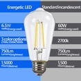 thumbnail image 4 of Energetic ST18 Filament LED Light Bulb 6.5W 60W Equivalent 750LM 3CCT Selectable 2700K/3500K/5000K E26 with Hidden Switch Dimmable Vintage Edison Light Bulb 4-Pack, 4 of 5