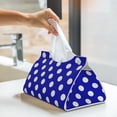 thumbnail image 6 of Xecao Blue And White Polka Dot Print Tissue Box Cover,Modern PVC Leather Square Tissue Box Holder for Creative Decorative, 6 of 7