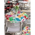 thumbnail image 5 of Outdoor Tablecloths with Umbrella Hole & Zipper, Colorful Handprints Round Tablecloth 54 Inch, Rainbow Abstract Hand Foot Prints Waterproof Table Cloth, Patio/Pool/Picnic Table Covers, 5 of 8