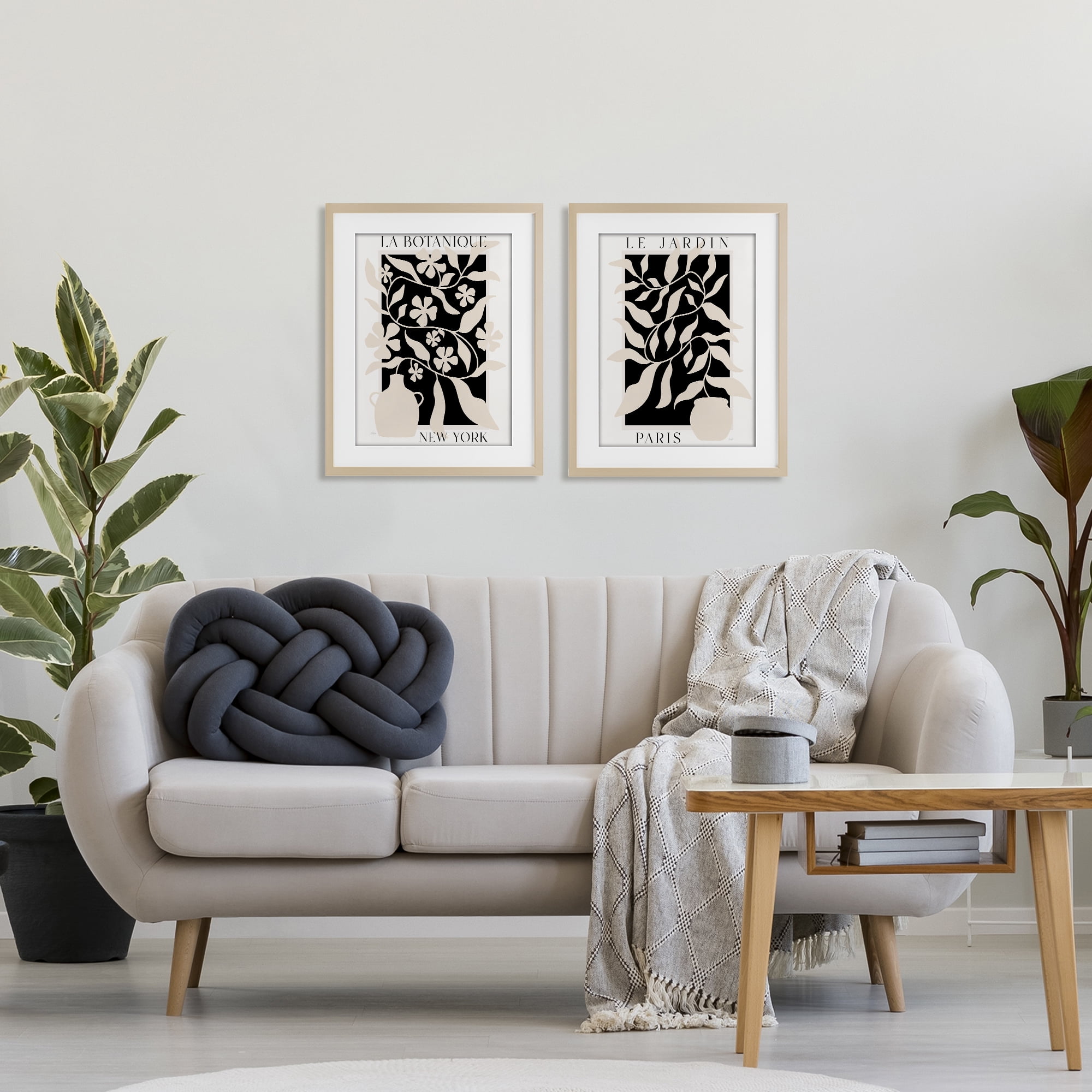 Stupell Industries New York & Paris Botanicals 2 Piece Birch Framed Print Under Glass Set, design by Natalie Carpentieri