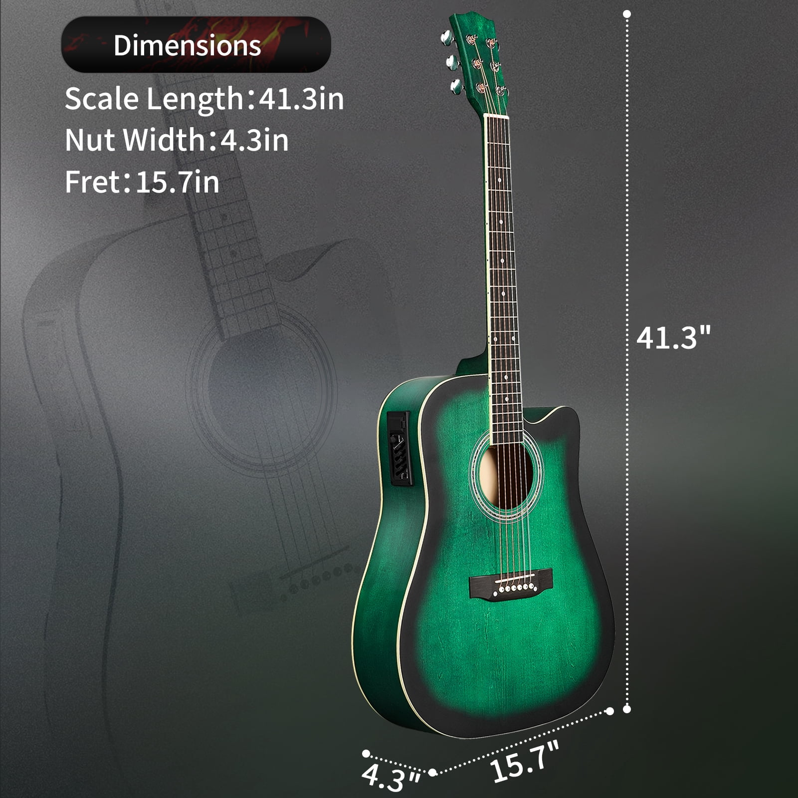 Ktaxon 41-Inch Full-Size Acoustic Electric Guitar with 10W Amp Bag Tuner and other Accessories Green