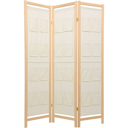 Oriental Furniture 6 Ft Tall Pockets Shoji Screen, 3 panel, natural color