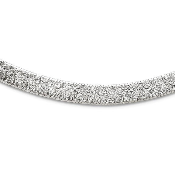 925 Sterling Silver Polished and Textured 8mm Flat Herringbone Necklace 18 Inch Pendant Necklace for Women