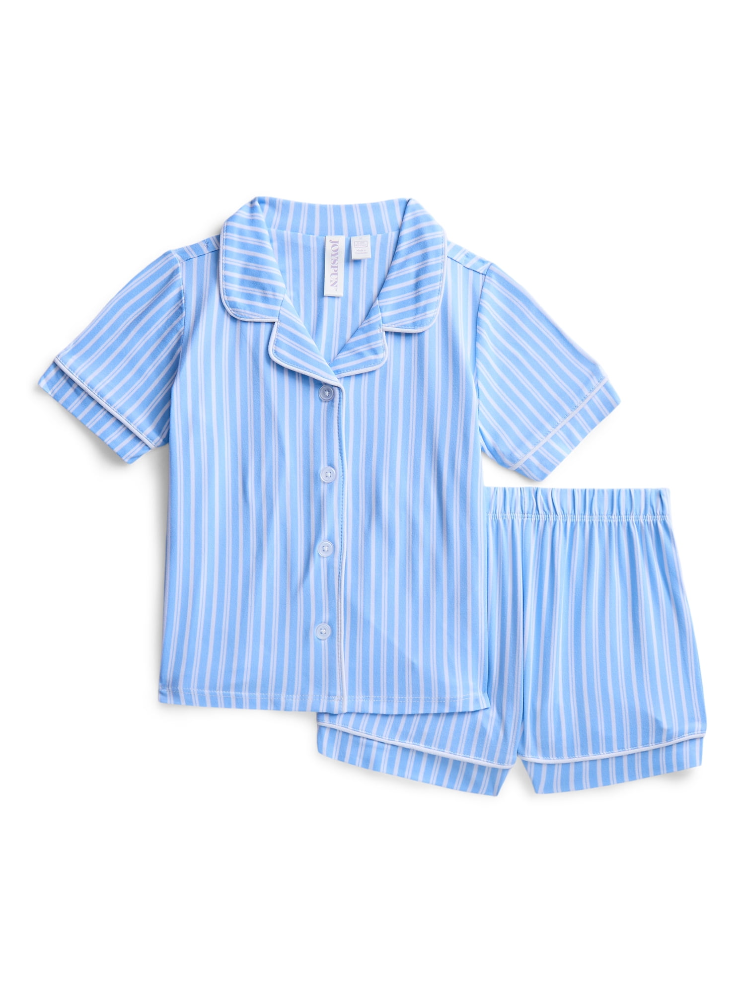 Joyspun Toddler Mommy and Me Notch Collar Top and Shorts Family Matching Pajama Set, Sizes 2T-5T